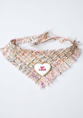 Luksusowa chusta dla psa z tweedu My Love Coco w kolorze pastelowym widok front
