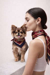 Riviera Set – jedwabne apaszki dla psa i człowieka w kolorze bordowym