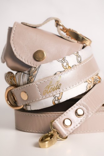 Smycz i obroża premium dla pudla Silk Pearl