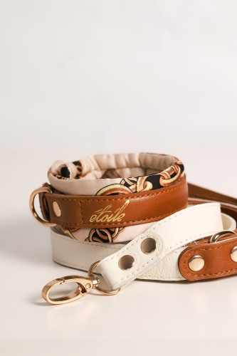 Smycz i obroża premium dla pudla Silk Caramel