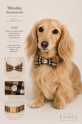 GENTLEMAN Classic elegancka obroża regulowana dla psa i kota z wełnianą muszką