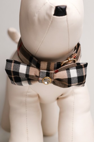 GENTLEMAN Classic elegancka obroża regulowana dla psa i kota z wełnianą muszką