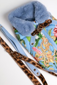 Zestaw Gala Panther Jungle dla psa – kurtka z futerkiem + smycz skórzana Moon Walk